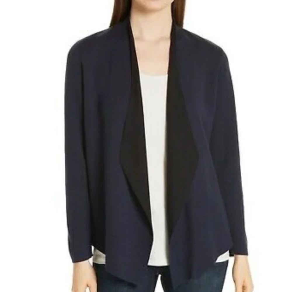 Eileen Fisher Silk Blend Midnight Shaped Cardigan, Size Large, NWT